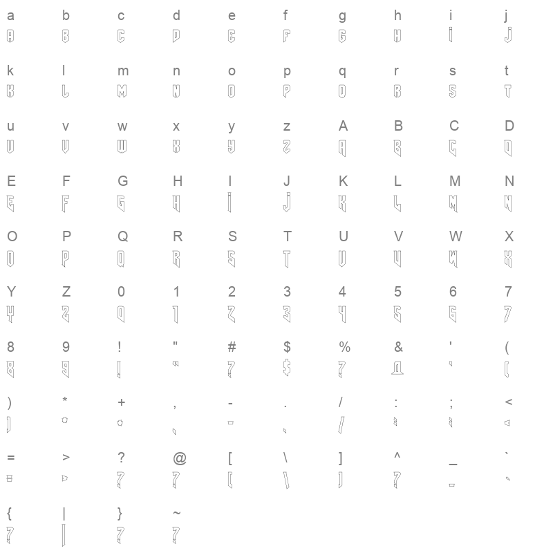 amazdoom right outline Character Map