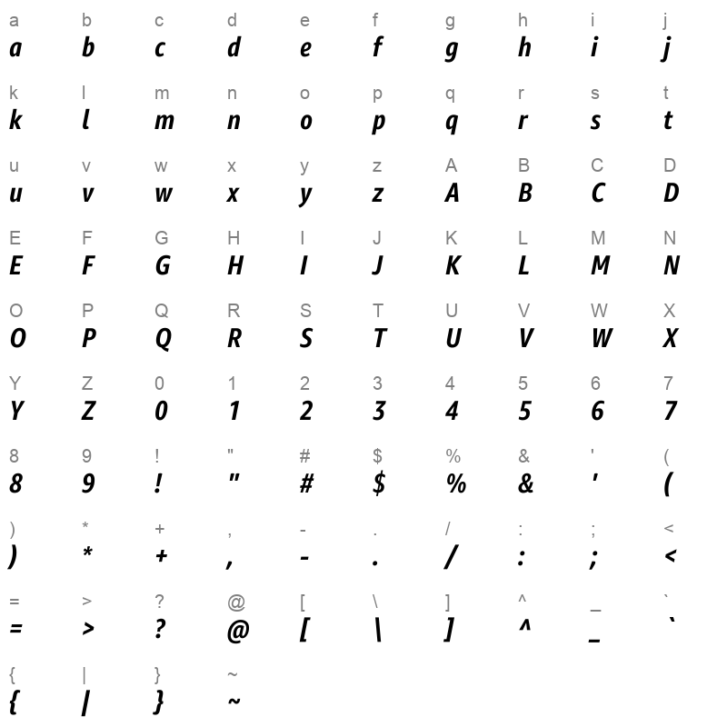 amazon ember cd rc bold italic Character Map