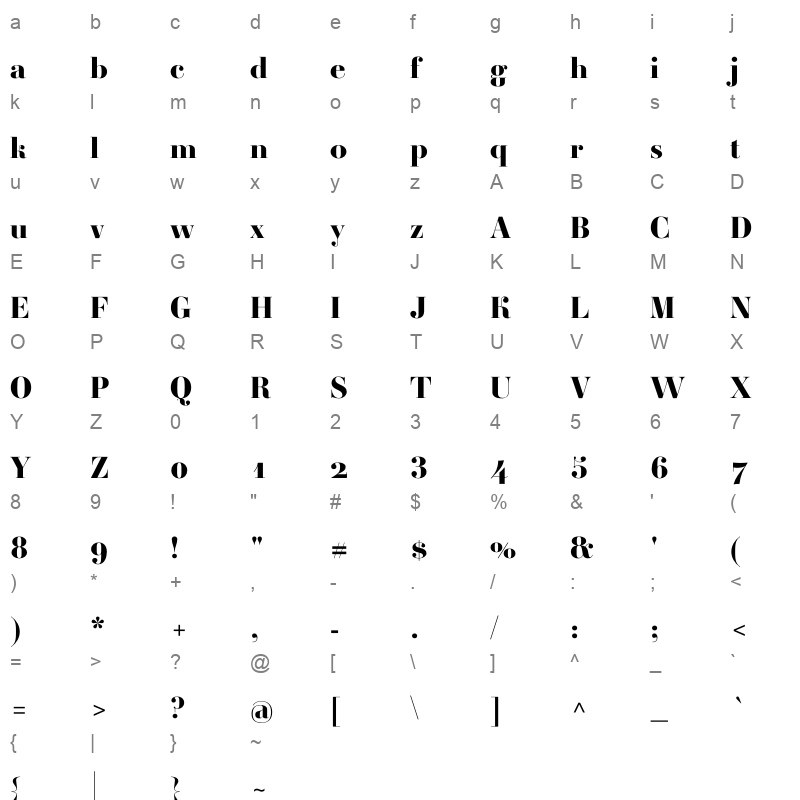 ambroise std extra bold Character Map