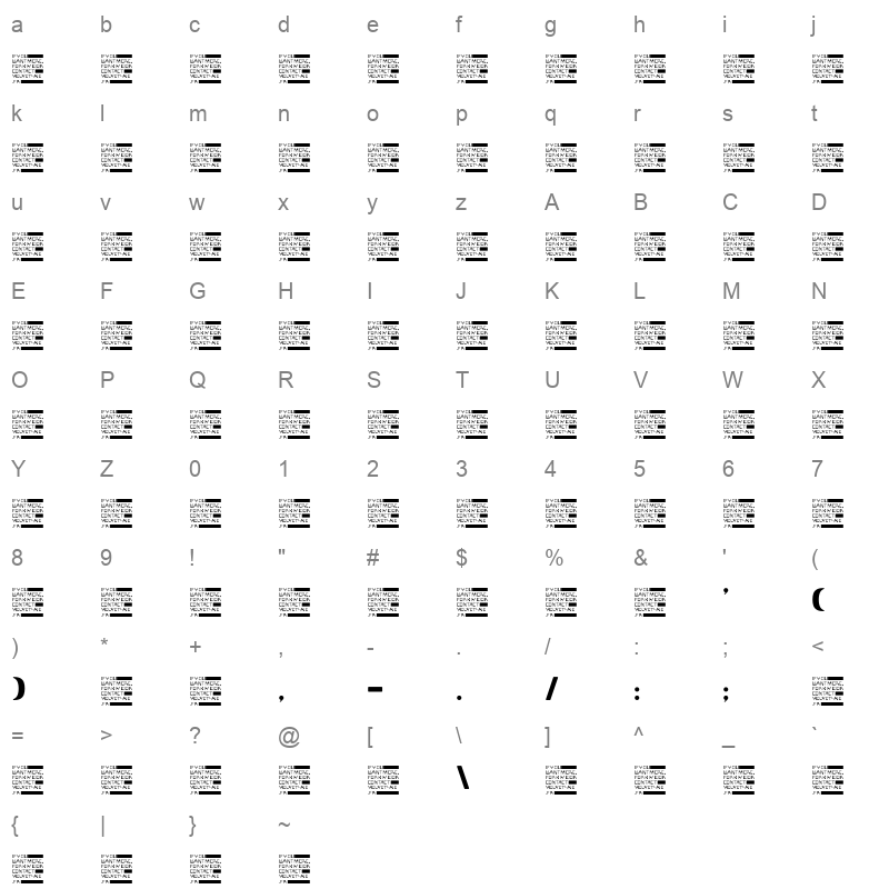 AMDAL Regular Character Map