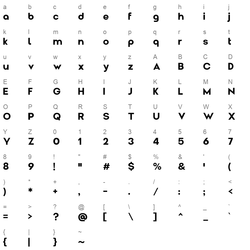 amenti black Character Map