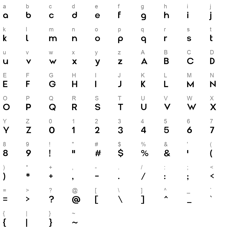 amenti bold Character Map