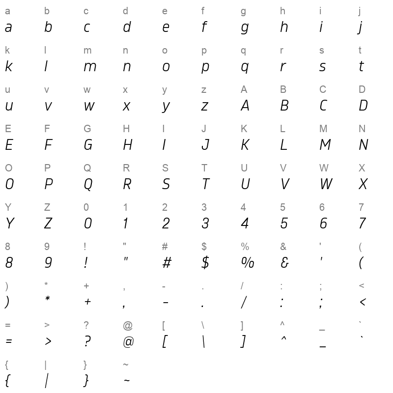 amfibia book italic Character Map