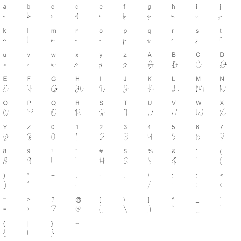 Amichan Character Map