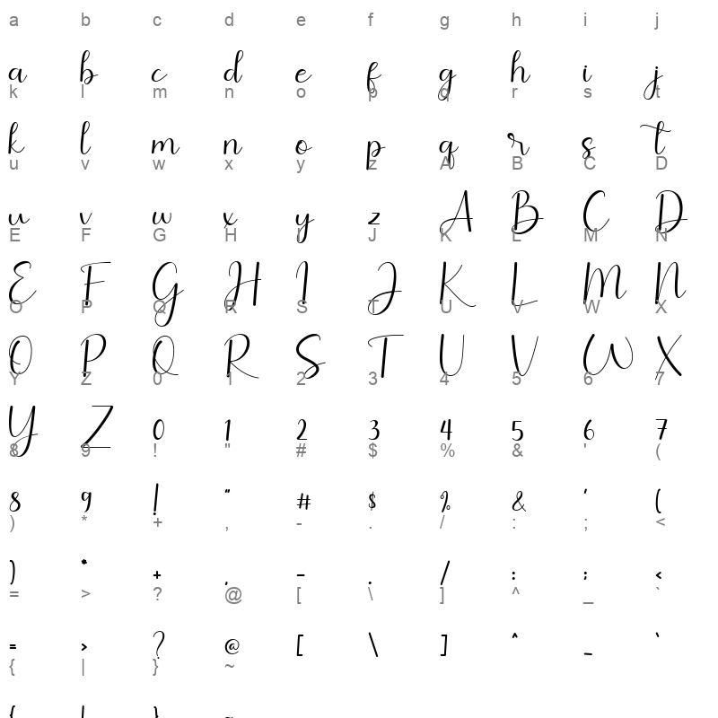 amillina Character Map