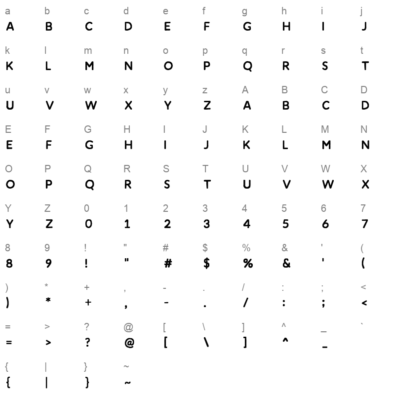 amnesty sans stamp Character Map