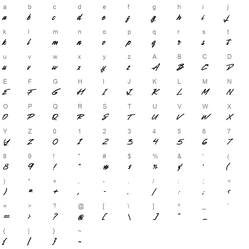 amnesty script Character Map