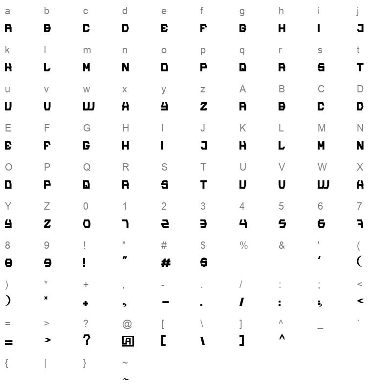 ample regular Character Map