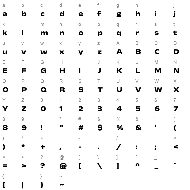 anek telugu expanded extrabold Character Map