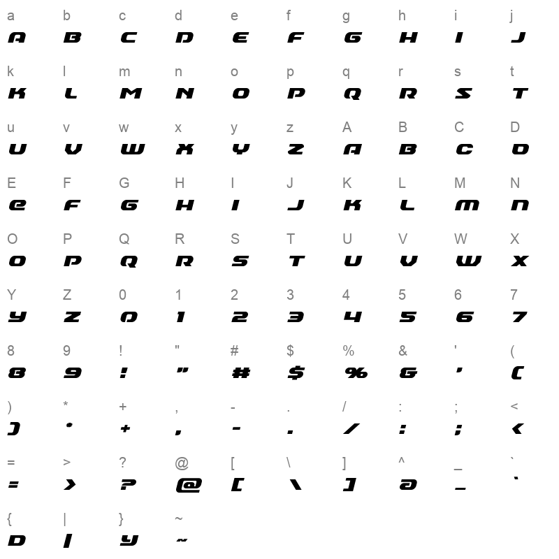 annapolis italic Character Map
