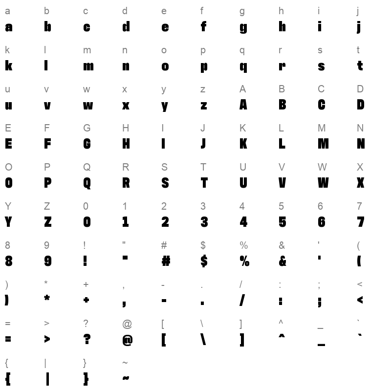 antarctican headline ultrabold Character Map