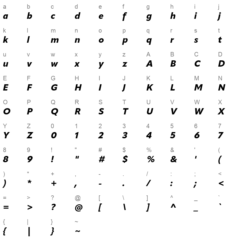apparat extrabold italic Character Map
