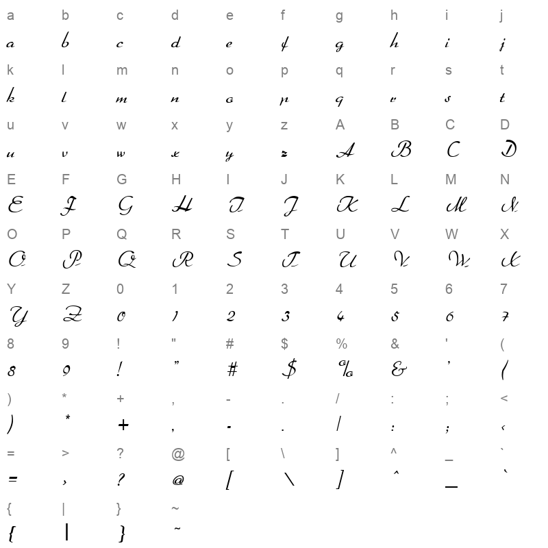 arabella regular Character Map