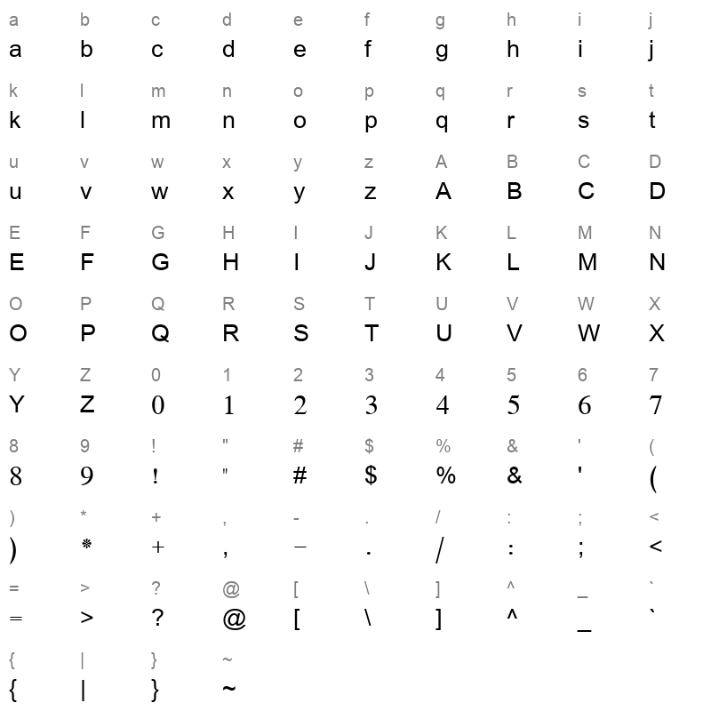 Arabic Transparent Regular Character Map