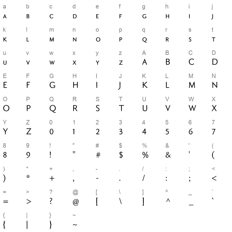 aragon sans sc regular Character Map