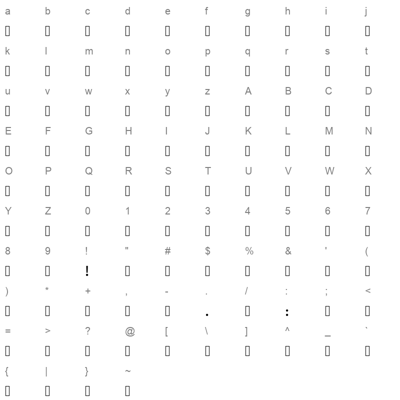 ArbFONTS Samim Medium WOL 1 Character Map