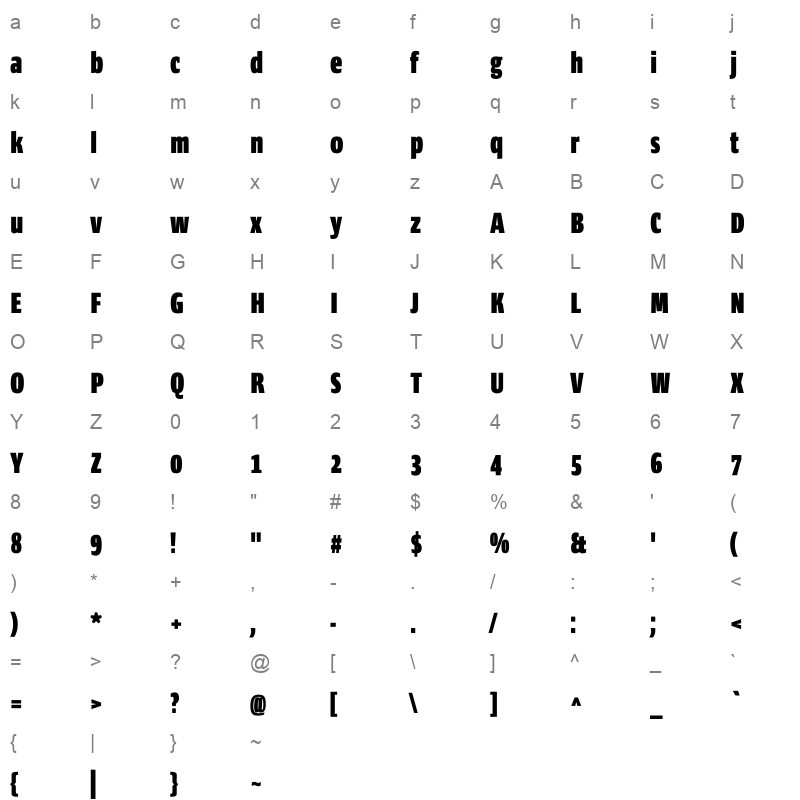 ardoise std compact black Character Map