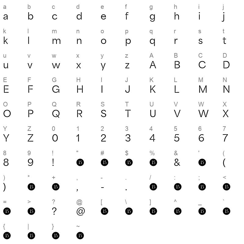 area inktrap medium Character Map