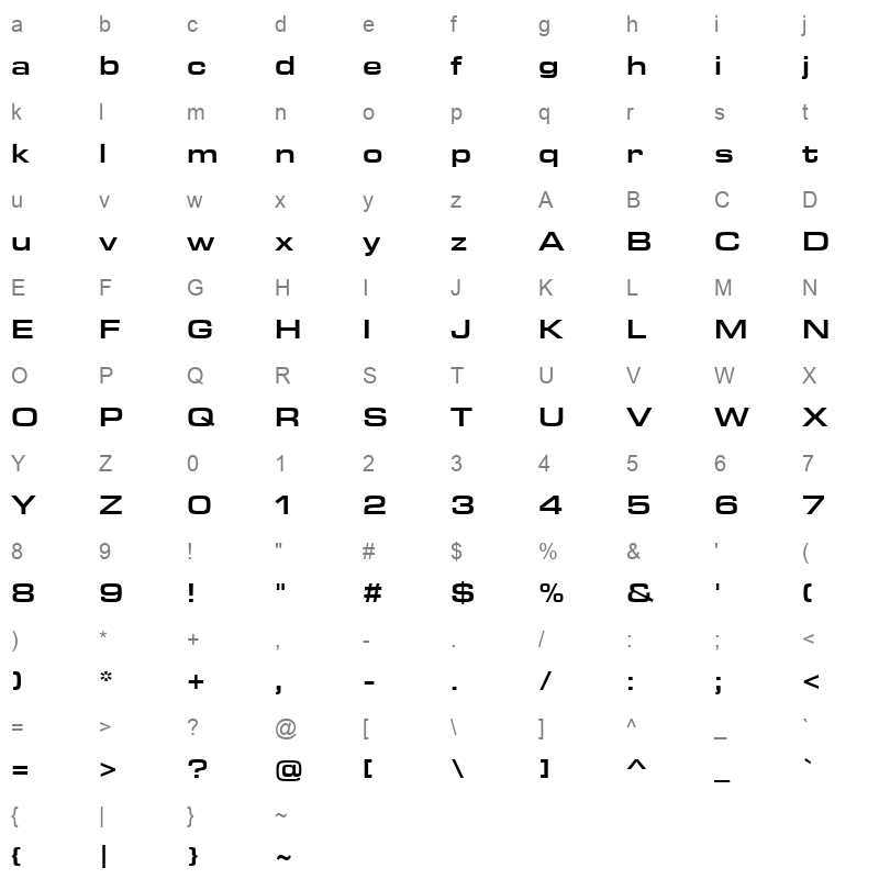 Arian LT Bold Character Map