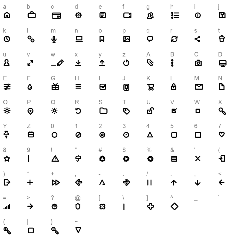 arista pro icons semibold Character Map