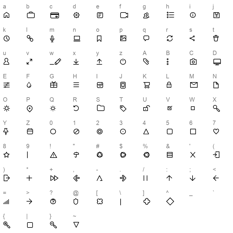 aristotelica icons light Character Map