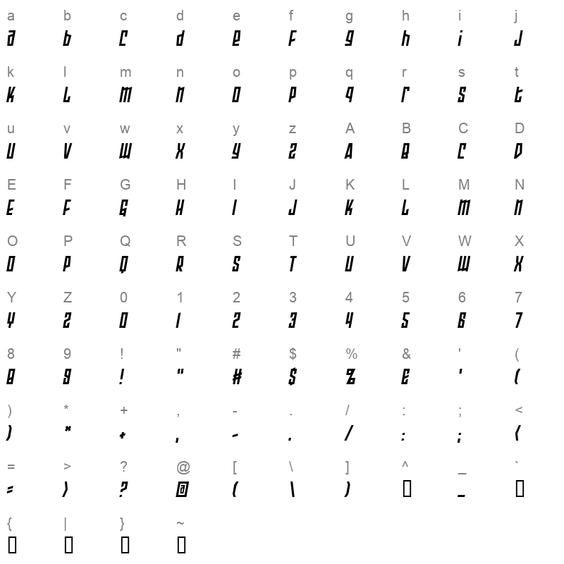 armor piercing 20 bb italic Character Map