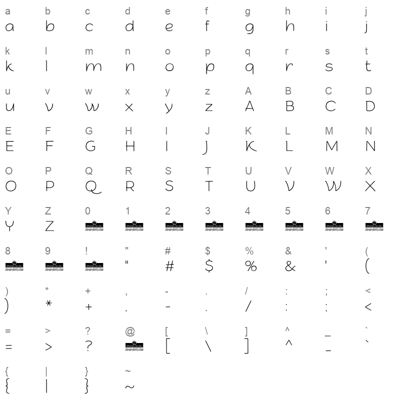 arturo trial thin Character Map