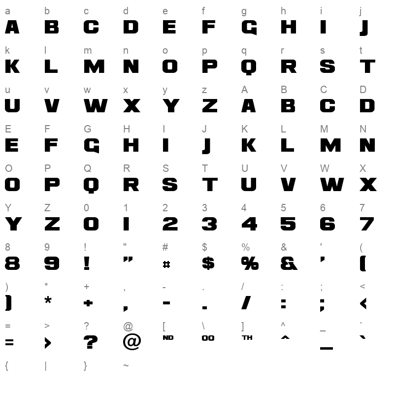ash Character Map