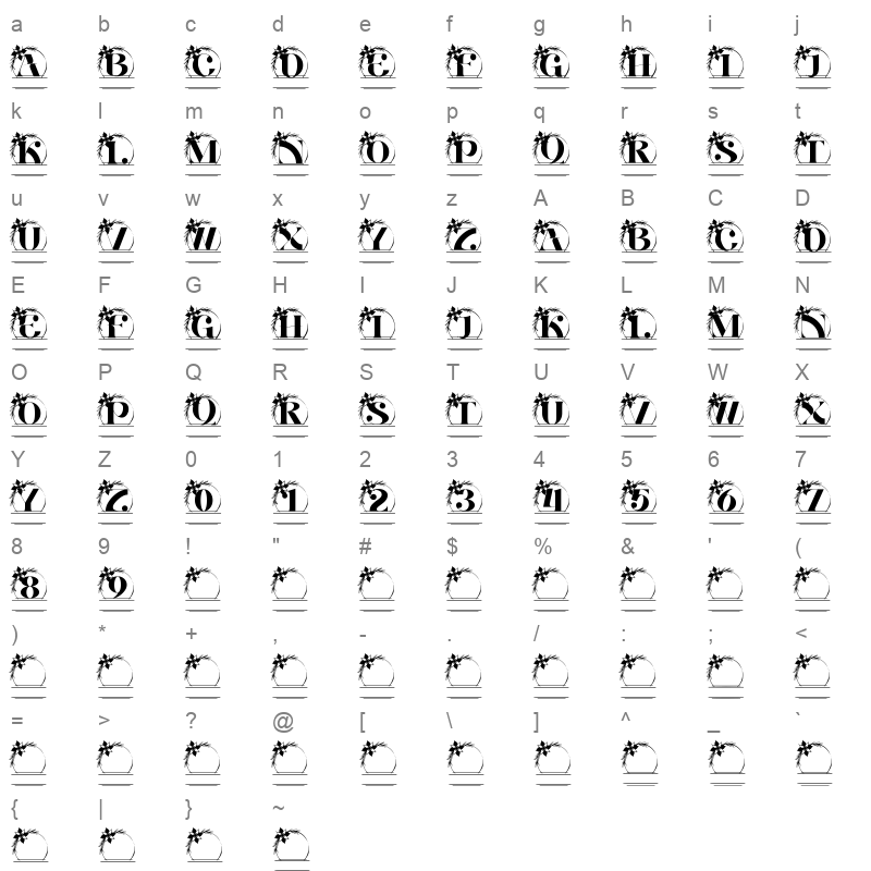 astra line monogram Character Map