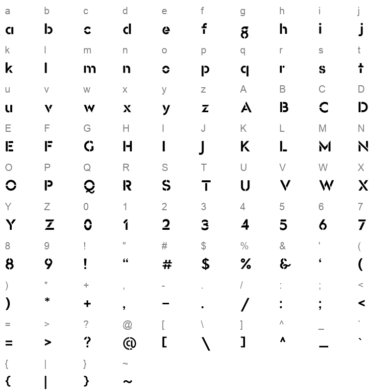 atami stencil bold Character Map