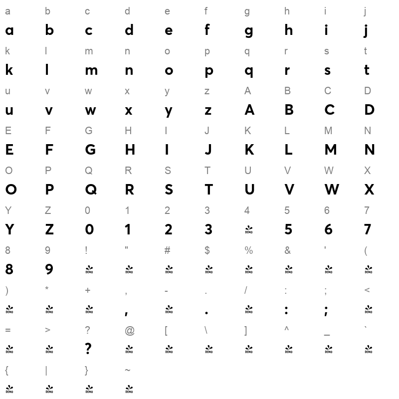 averta std bold Character Map