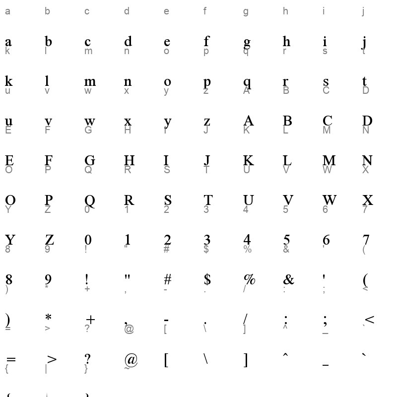 AwamiNastaliq SemiBold Character Map