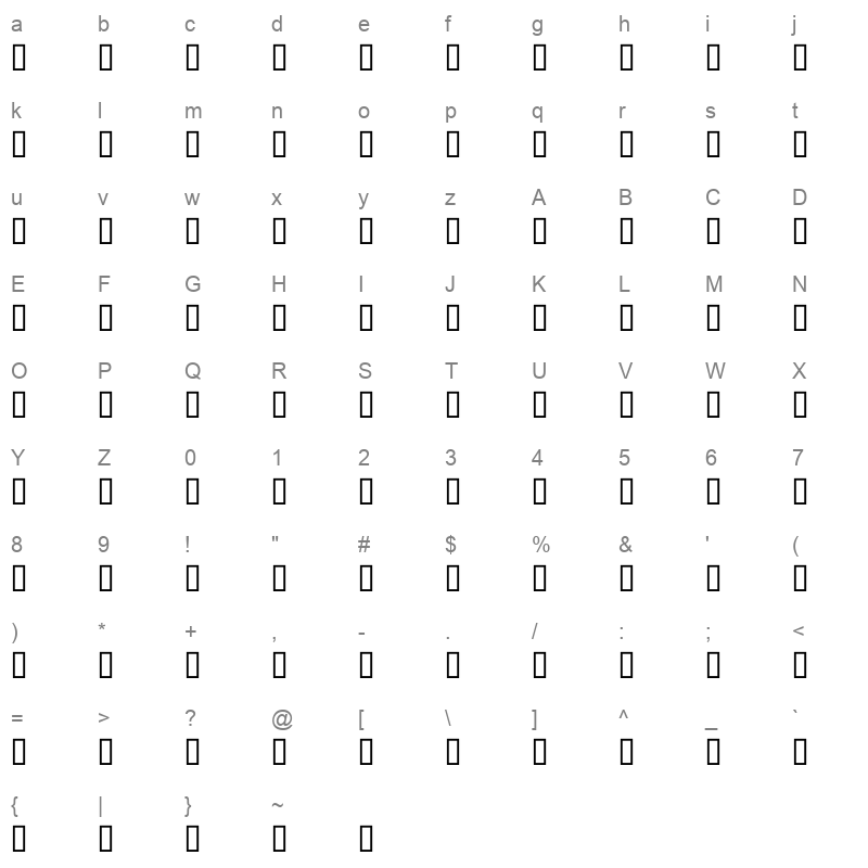 AXtYOumnaItalic Regular Character Map