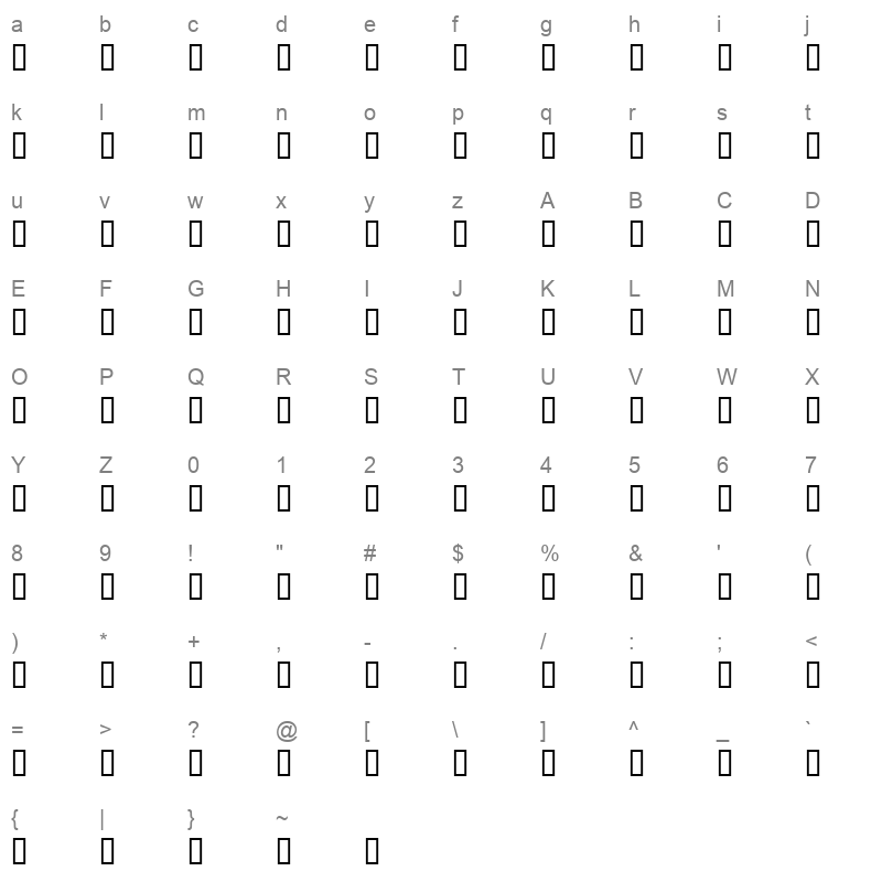 AXtZeinaLightItalic Regular Character Map