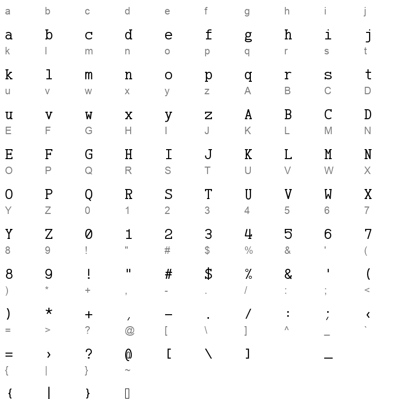 AzarMehrMonospaced SerifBold Character Map