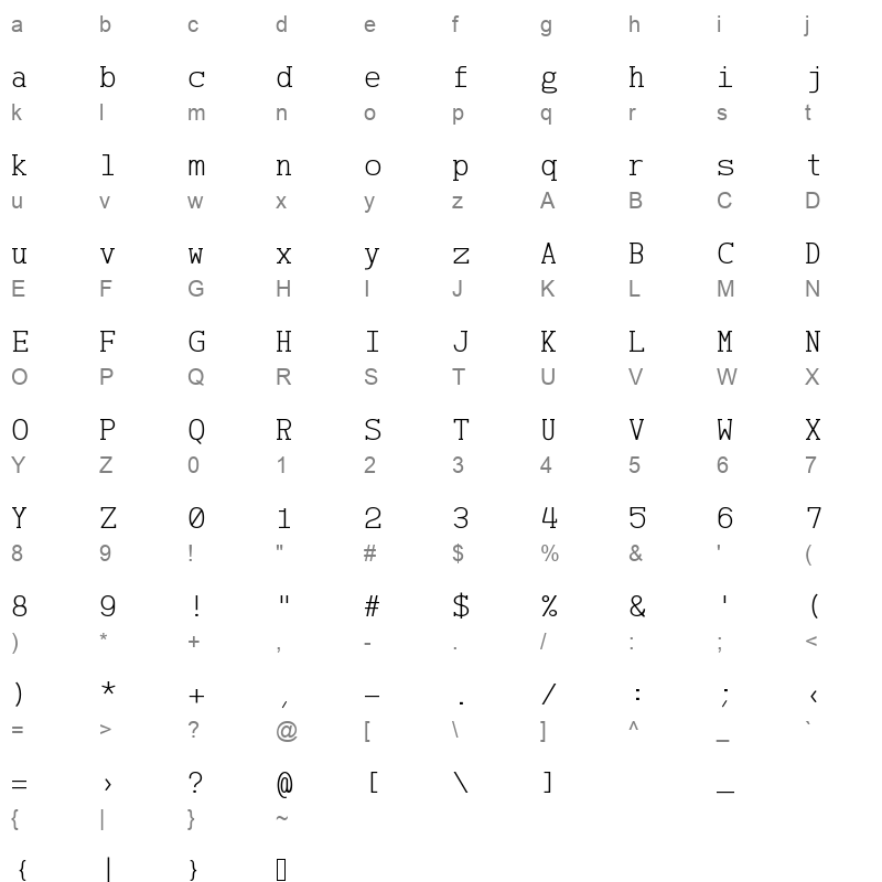 AzarMehrMonospaced SerifRegular Character Map