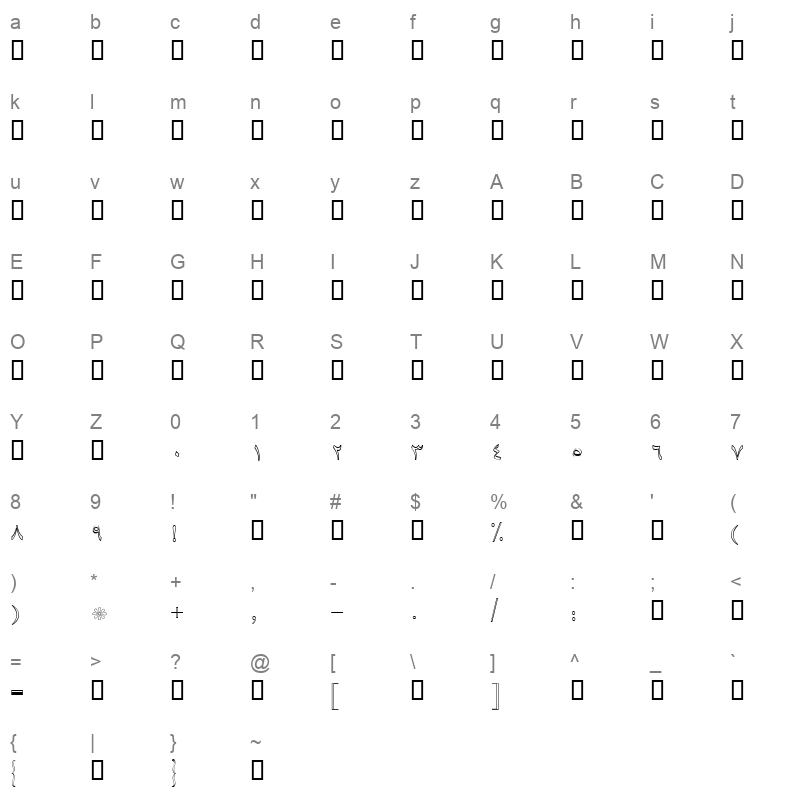 B Baran Outline Regular Character Map