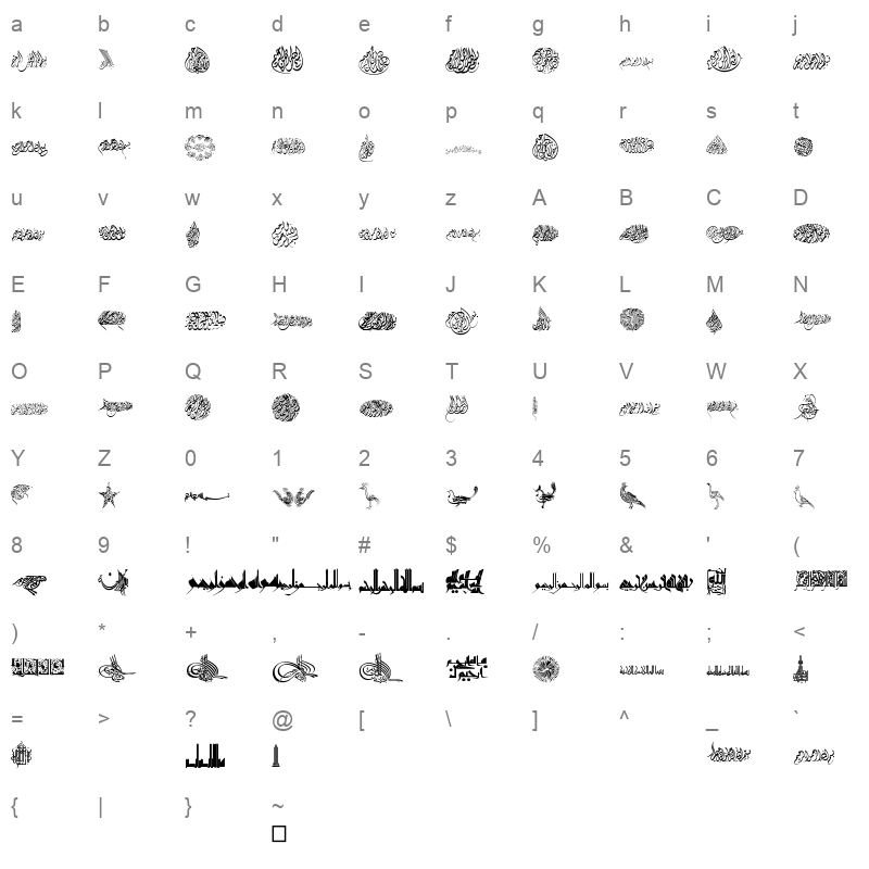 B e s m e l l a h 3 Regular Character Map