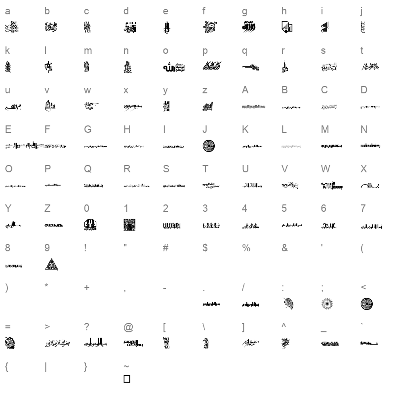 B e s m e l l a h 5 Regular Character Map