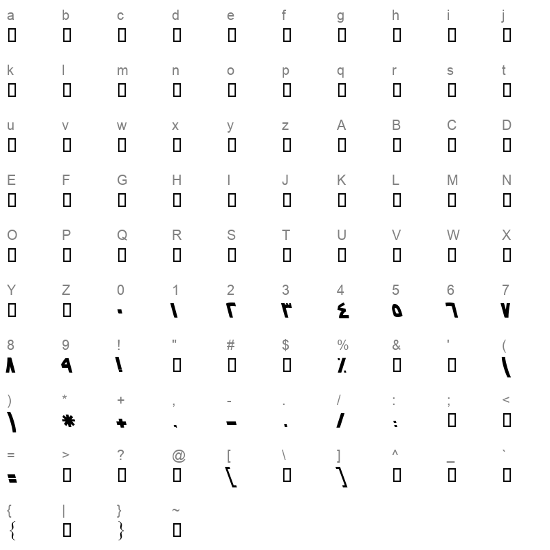 B Nasim Bold Character Map