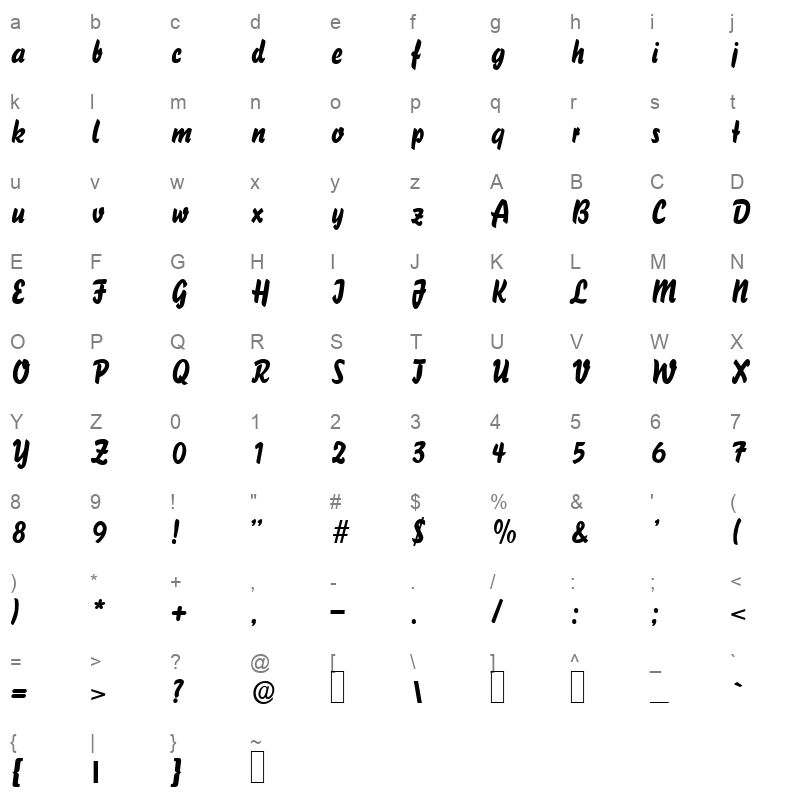 b731 deco regular Character Map