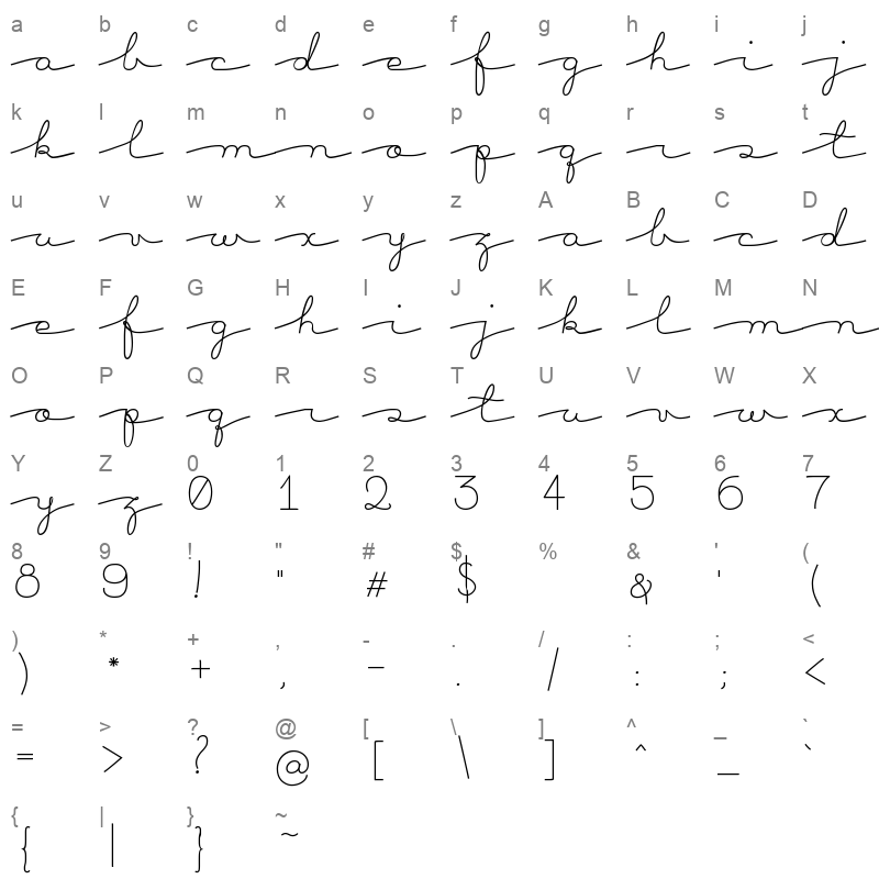 bacana regular Character Map