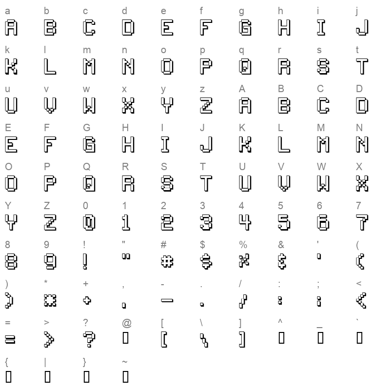 back to 1982 Character Map