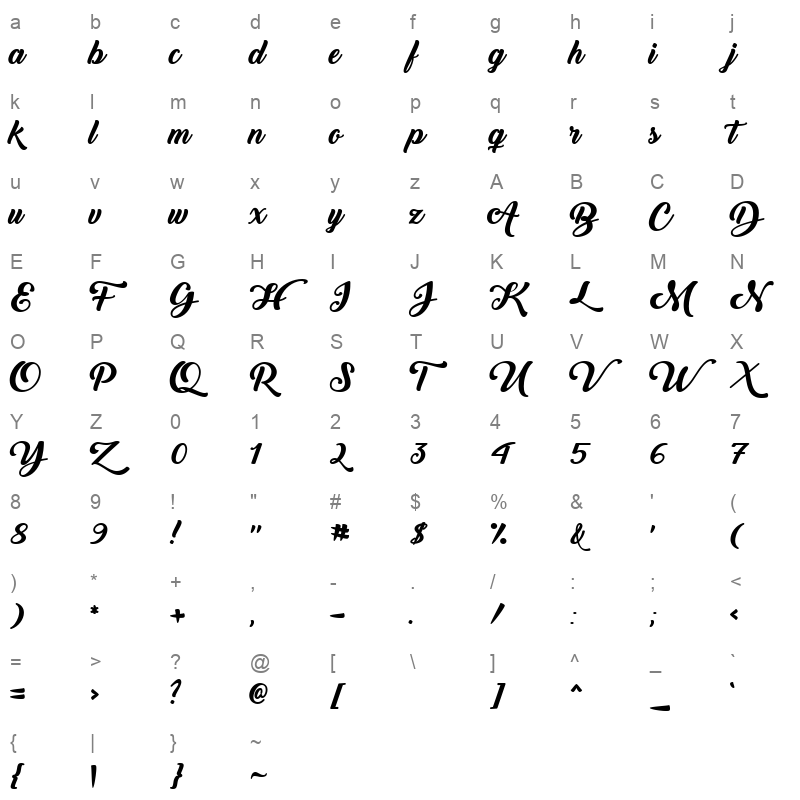 back to black bold Character Map