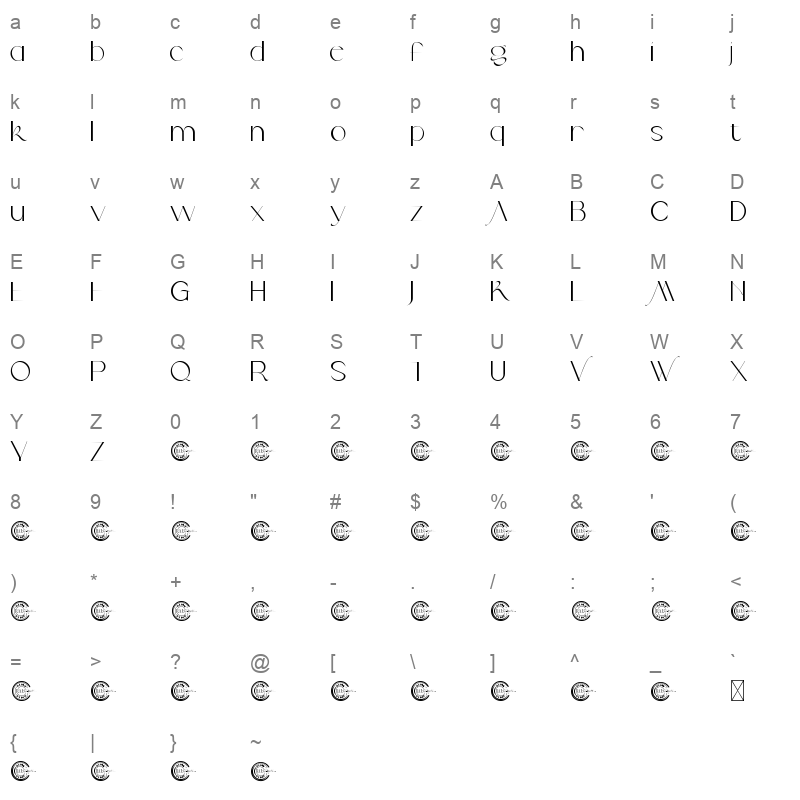 backcrose Character Map
