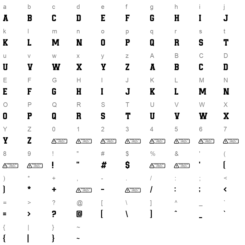 Backed Character Map