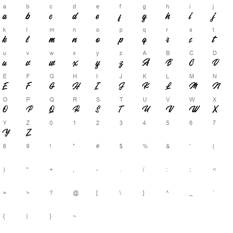 backhill free version Character Map
