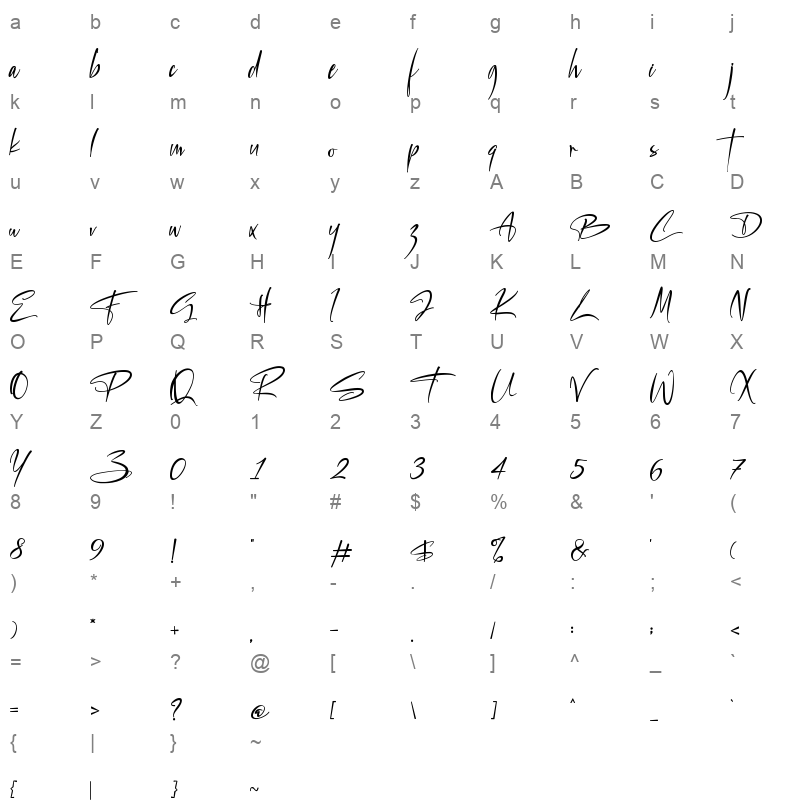 backstreet Character Map