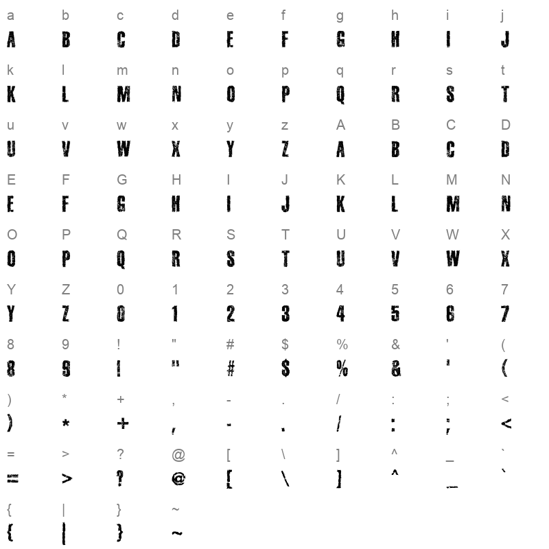 bad suabia swing Character Map