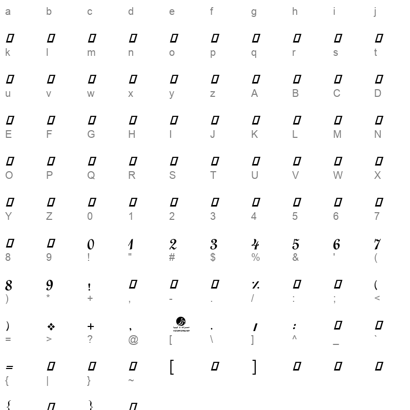bader lamsat bold Character Map